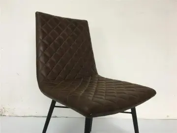 Brown PU leather modern dining chair