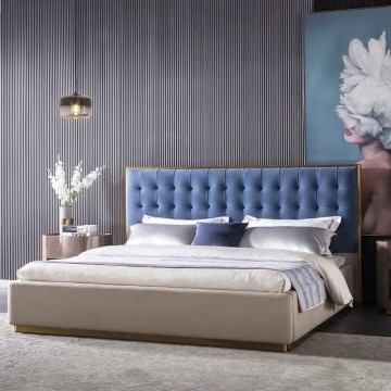 Licht luxe lederen meubels bed