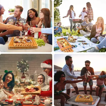 Big Rectangle Bamboo Cheese Board with Cheese Tools