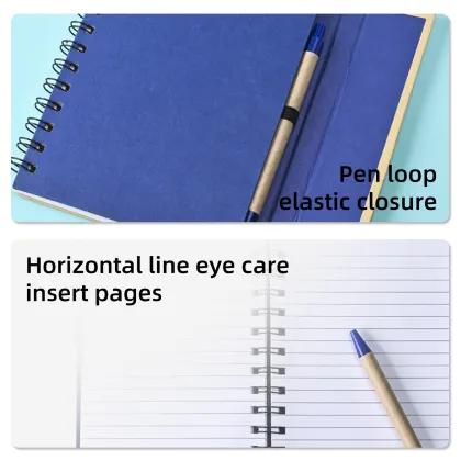 Custom Kraft Paper Hardcover Spiral Notebook with Page Marker and Sticky Notes