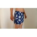 Leaf-printed men's beach shorts