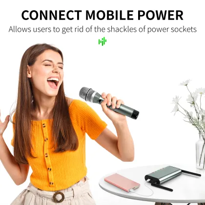 GPUB Professional 4 Channel Mini UHF Wireless Microphone System with 4 Handheld Microphones