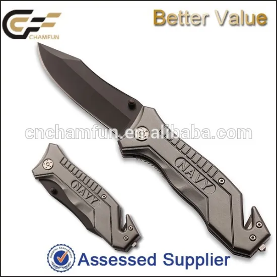 Aluminium handle folding knife / navy rescue knife with window glass breaker