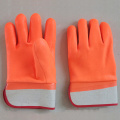 PVC dipeed fluorescent industrial safety rubber gloves