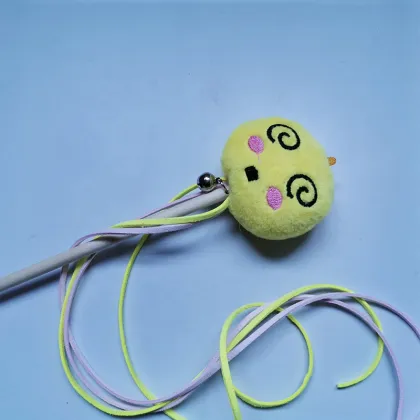 Interactive Cat Toy Cat Teaser Toy Plush Wood Teaser Stick With Bell