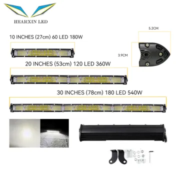 Hearxin LED Light Bar Combo: 10 Inch, 20 Inch, 30 Inch, 78w Ultra-Thin Beam Spot Flood Work Lamp