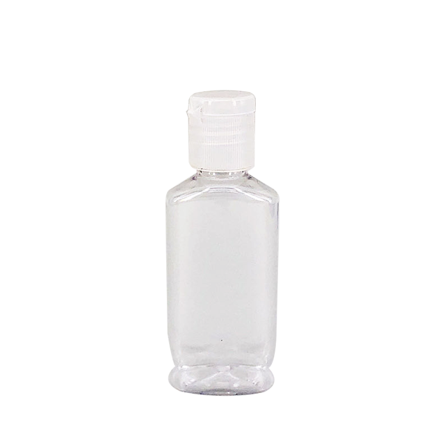 Botella ovalada de PET transparente de plástico de 2 oz 60 ml