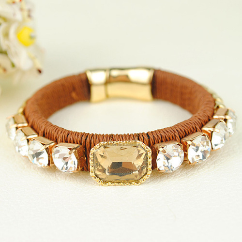 Weaved Wrap Crystal Magnetic Bracelet Gold Bangle Bracelet