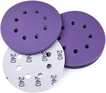 Vibratite 5 Inch 8 Holes 240 Grit Purple Sanding Disc for Random Orbital Sander