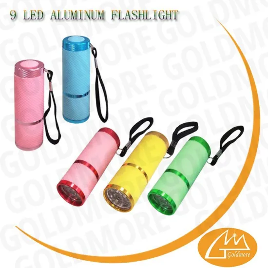 Goldmore1 Mini China cheap hot selling waterproof rubber fluorescent led torch flashlight with 9 led,9 led aluminum flashlight