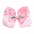 1piece 8" JoJo Clip Large Rainbow Unicorn Bow-knot Print Grosgrain Ribbon Hair Bows With Clip Kids Handmade Hair Accessory