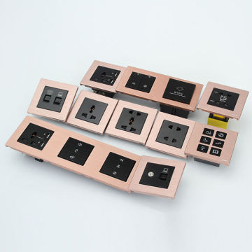 Interrupteur mural à bouton-bouton brossé en aluminium en or rose et solution de douille en aluminium