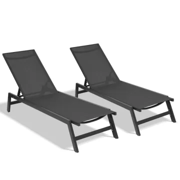 Five-Position Adjustable Aluminum Outdoor Chaise Lounge Chair Set