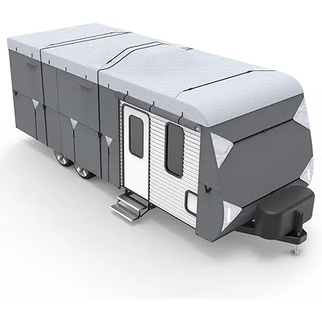 Custom Logo Windproof Anti-UV RV Cover for All Weather Travel Trailers and Campers