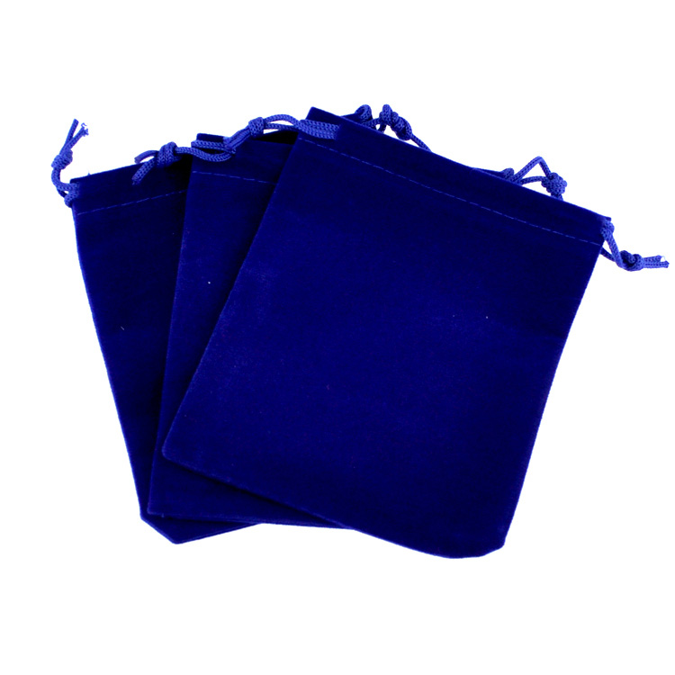 Drak blue velvet pouch with blue string