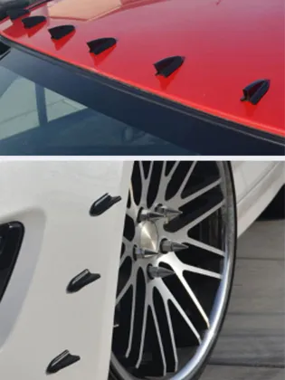 UV-Protected Black Car Style PP Roof Shark Fins Spoiler Wing Kit - 6 Pcs