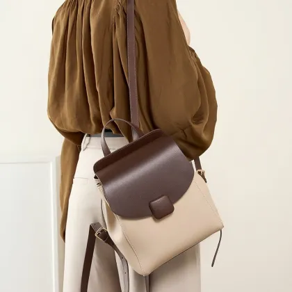 Versatile Genuine Leather Backpack for Women - Large Capacity Travel Bag