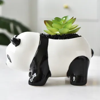 Panda Flower Vase: Wholesaler of Ceramic Animal Planters and Bonsai Vases