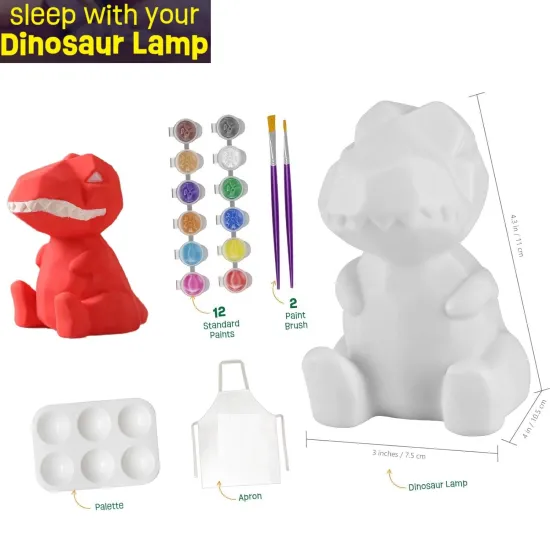 Glow-in-the-Dark Dinosaur Lamp Kit: A Creative Painting Toy and Craft Supply for Kids and Adults