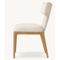 Silla con Apoyabrazos de Madera y Tela de Lino