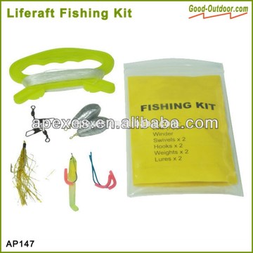 Lightweight and compact liferaft fishing kit