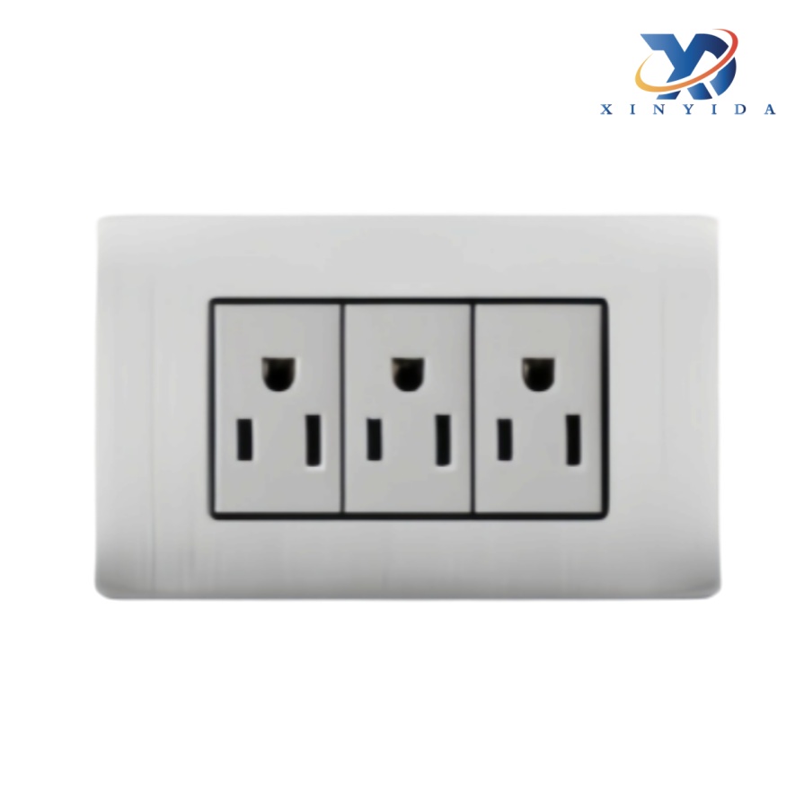 สวิตช์ผนังสามซ็อกเก็ตพร้อมแผงสแตนเลส