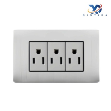 สวิตช์ผนังสามซ็อกเก็ตพร้อมแผงสแตนเลส