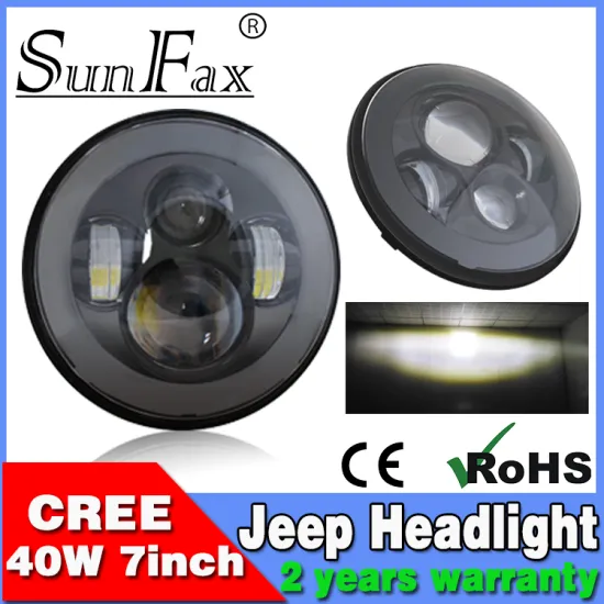 Promotion! 7inch round Black Sliver Hi/Low C REE Led headlight , 7" 40W Harley motorcycle sealed beam light for Jeep Wrangler