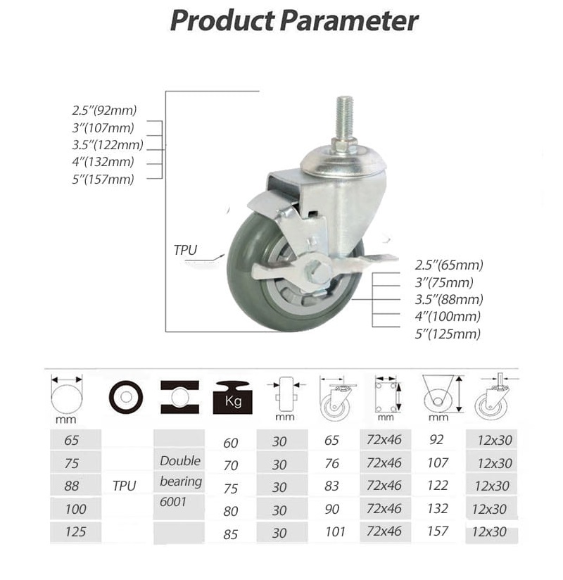 Swivel Caster with Brakes