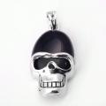 Black Onyx Semi Precious stone Skull Alloy Pendant