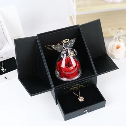 Wholesale Valentine's Day Gift: Real Red Square Austin Preserved Roses with Jewelry Box