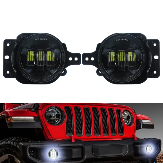 4 Inch LED Fog Lights with Halo DRL for Jeep JL 2018+ Front Bumper