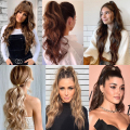 Alleader تسليط الضوء على Haiepiece Long Water Wave Wave Pony Tail Extension التمديد الاصطناعي للاستخدام اليومي