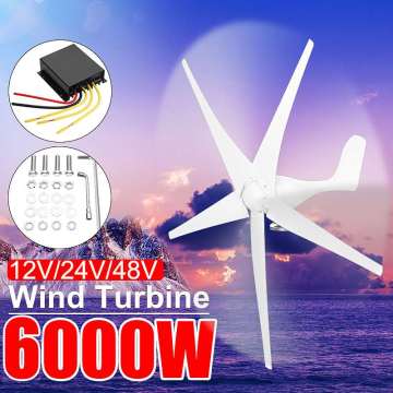 6000W Wind Power Turbines Generator 12/24/48V 3/5 Wind Blades Option With Charge Controller Fit for Home Camping Streetlight