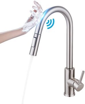 Touch Activated Kitchen Faucets with Pull Down Sprayers