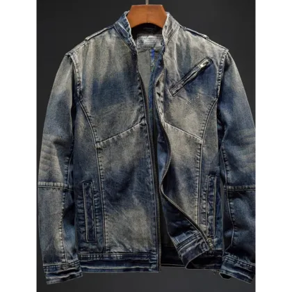High-End Retro Patchwork Denim Jacket for Men - OEM