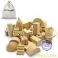 Bescon -Würfel Originalholz Bausteine ​​Holzspielzeug 52pcs mit Leinwand Tragetasche, Baby Kinder Bildung Aufklärung Spielzeug