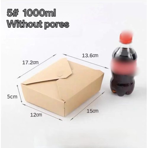 1000ml Kraft Paper Folding Takeout Box Without Holes