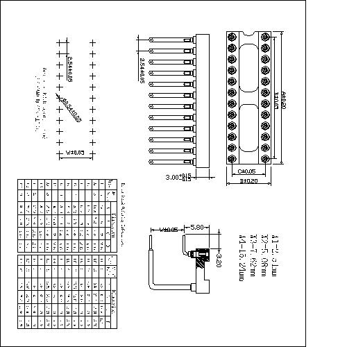 Connecteurs DIP / DIL à angle droit à double angle de 2,54 mm à double angle