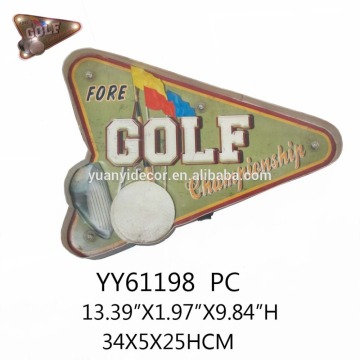 Vintage customer printing golf metal advising palque with LED light