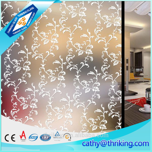 China new design 6mm 5mm colorized art etched glass for door