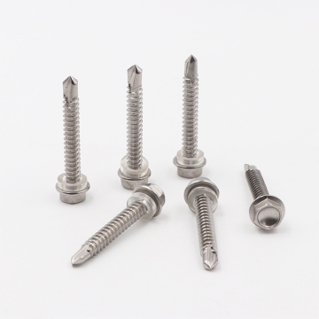 Galvanized Roof Tek Screws: Hex Washer Head Self-Drilling Screws with Rubber Washers for Sheet Metal and Steel Roofing