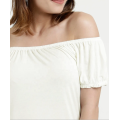 Blusa feminina de chiffon sem ombro no verão