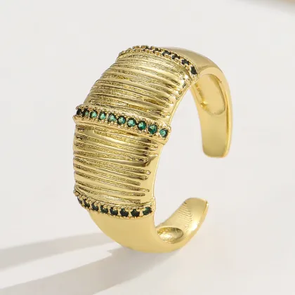 Clear Emerald CZ 14K Gold Plated Adjustable Dubai Gold Star Ring