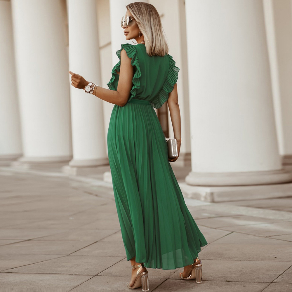 Custom Casual Midi Dress Short Sleeve Puff Sleeve Long Flowy a Line Dresses Women's Summer Natural Trade Assurance Simple Adults2
