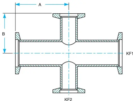 Stainless Steel KF NW Vacuum Reducing Crosses