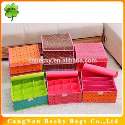 Household Essentials non woven fabric folded underware storage box with dividers