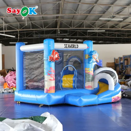 Colorful Inflatable Bouncy Castle Seaworld Combo Bouncer Slide