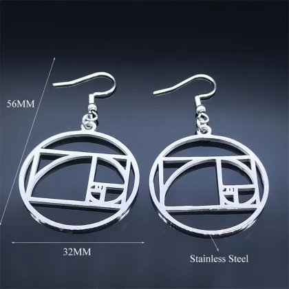 Fibonacci Sequence Golden Ratio Dangle Earrings Stainless Steel Geometric Jewelry