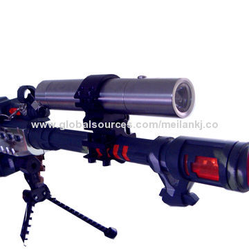 Hunting LED flashlight, high brightness, red SOS function 2,600mAh power bank, stainless steel
